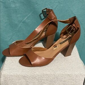Chic Brown Open-Toe Block Heel Sandals
